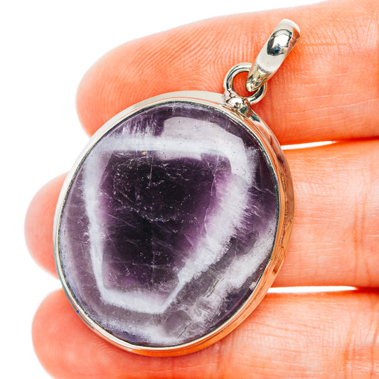 Chevron Amethyst Pendant 1 3/4" (German Silver)