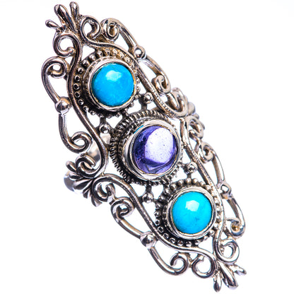 Large Tanzanite, Sleeping Beauty Turquoise 925 Sterling Silver Ring Size 7.75