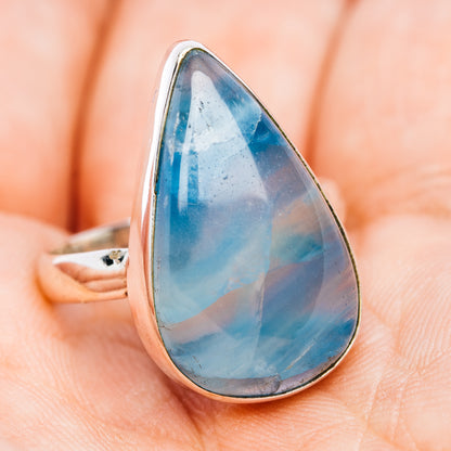 Rare Aquatine Lemurian Calcite Ring Size 8 (.925 Sterling Silver)