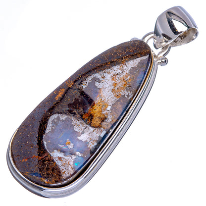 Rare Boulder Opal Pendant 1 5/8" (925 Sterling Silver) P40410