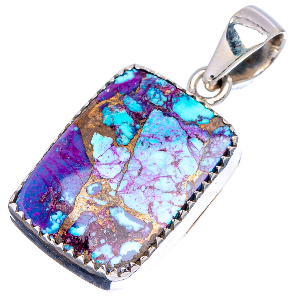 Purple Copper Turquoise Pendant 1 3/8" (.925 Sterling Silver)