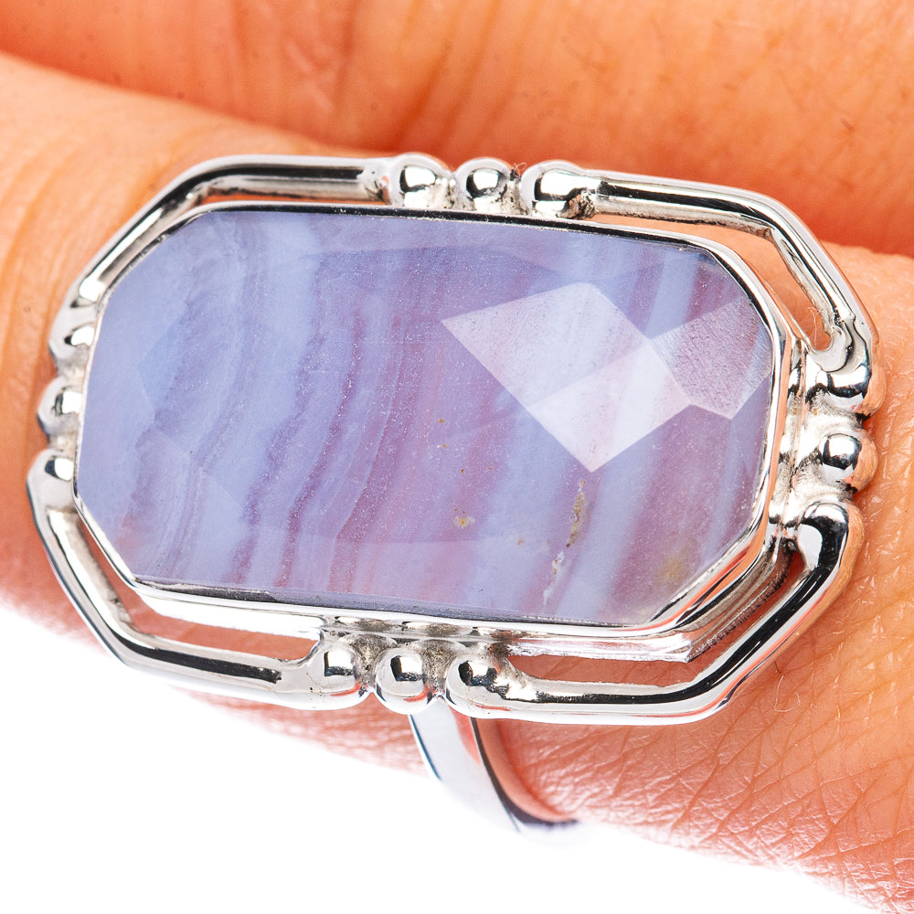 Premium Blue Lace Agate Ring Size 9 (925 Sterling Silver) R2621