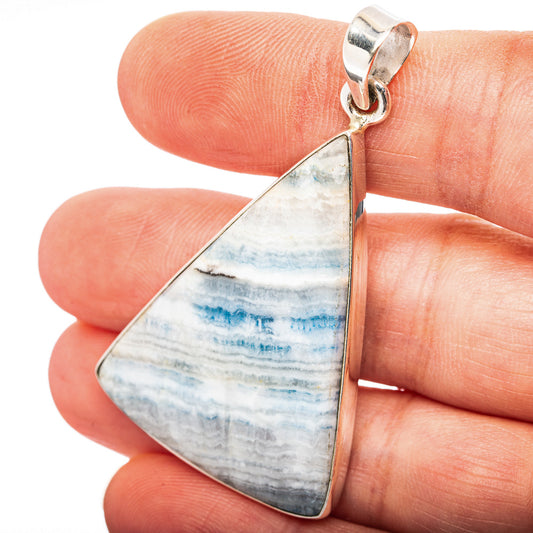 Blue Scheelite Pendant 2" (.925 Sterling Silver)