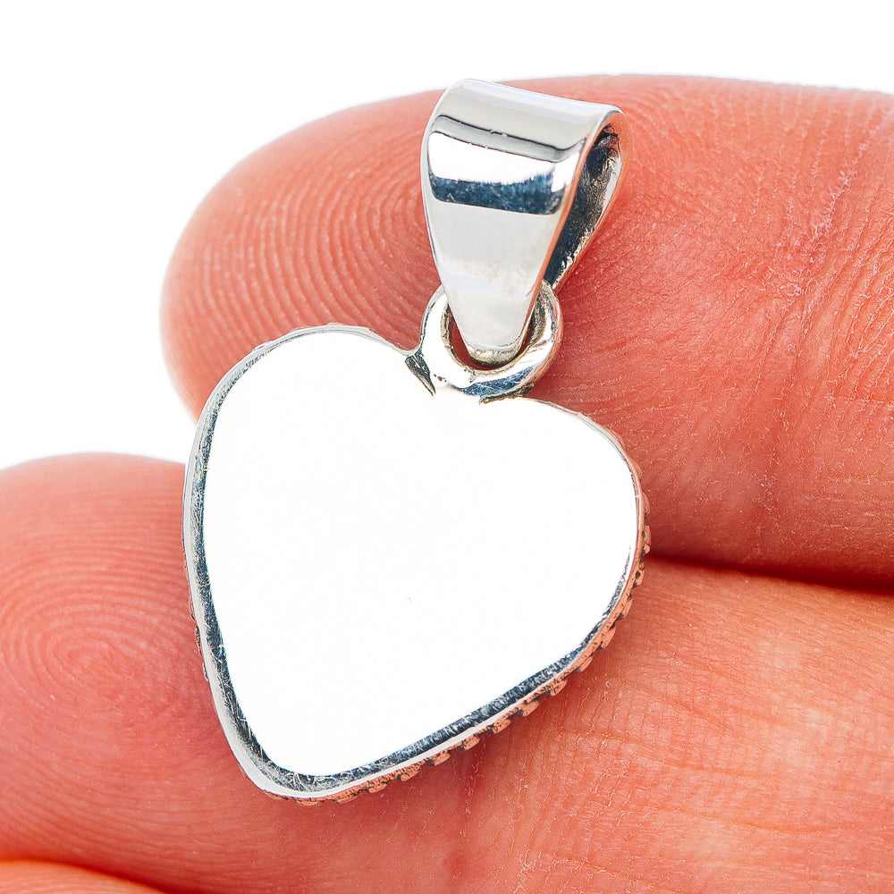 Exclusive Southwestern Style Kingman Turquoise Heart Pendant 1 1/8" (.925 Sterling Silver)