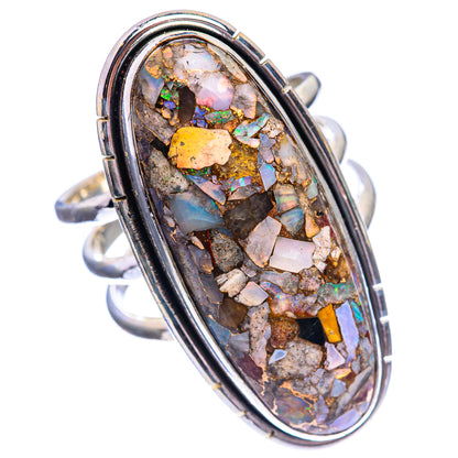 Large Copper Composite Rainbow Moonstone Ring Size 8.5 (925 Sterling Silver) R143034