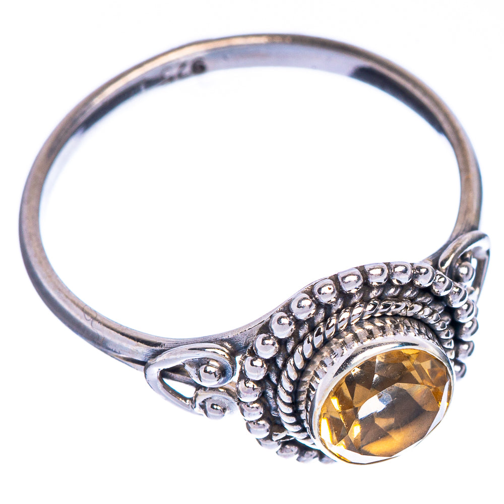 Faceted Citrine Dainty Ring Size 7.5 (925 Sterling Silver) R147197