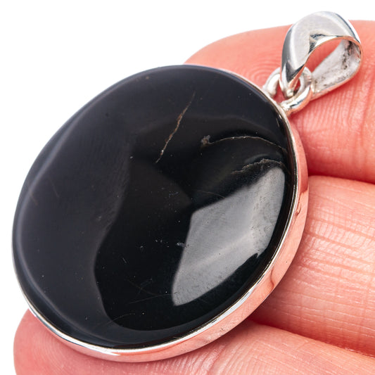 Black Onyx Pendant 1 1/2" (925 Sterling Silver) P42178