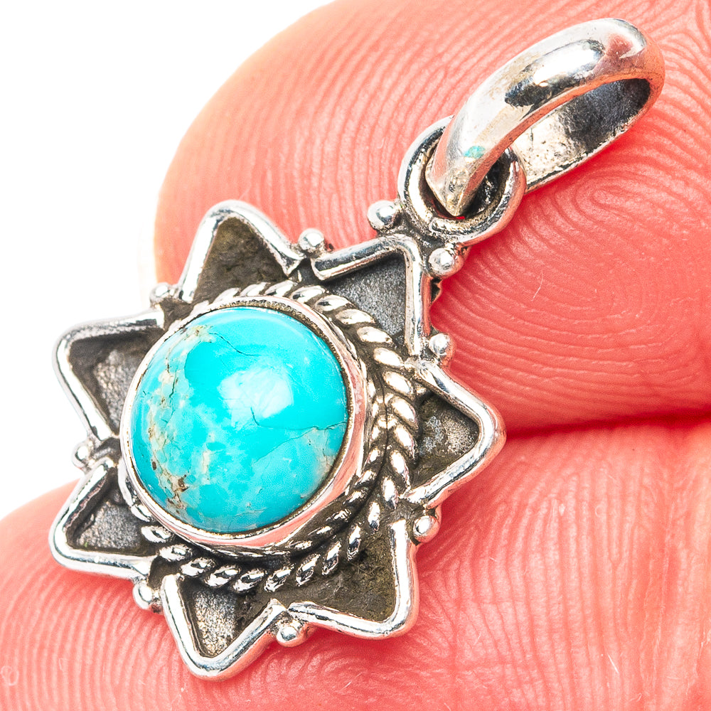 Dainty Mojave Turquoise Pendant 7/8" (.925 Sterling Silver)