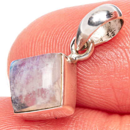 Rainbow Moonstone Dainty Pendant 3/4" (925 Sterling Silver) P43533