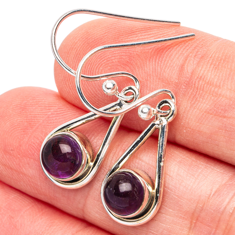 Amethyst Earrings 1 1/4" (925 Sterling Silver) E2995