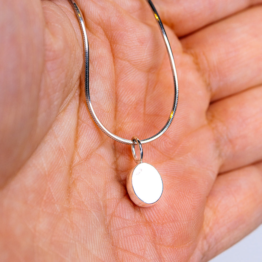 White Buffalo Turquoise Necklace 16" (.925 Sterling Silver)