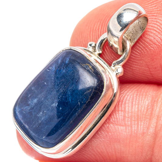 Kyanite pendant in .925 sterling silver with blue rectangular stone and bail