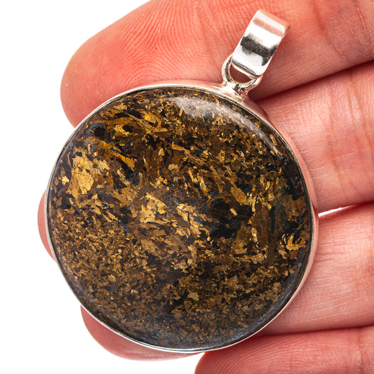 Bronzite Pendant 1 7/8" (.925 Sterling Silver)