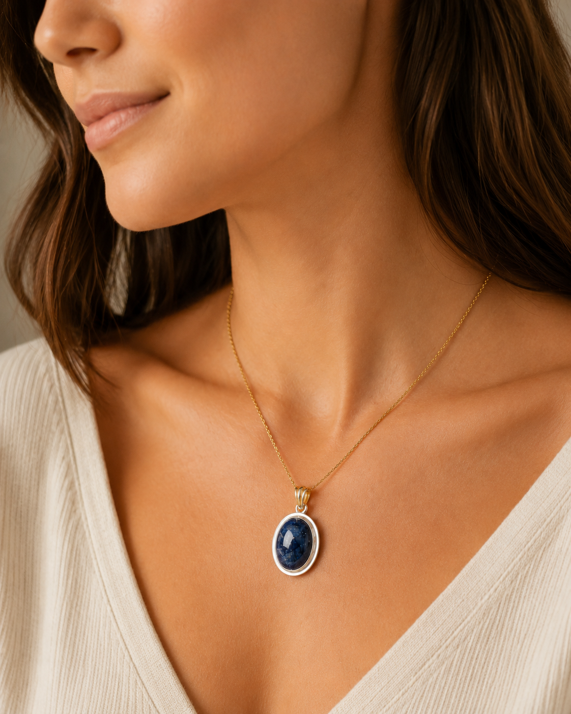 Ruby / Sapphire Reversible Pendant 1 3/8" (.925 Sterling Silver)