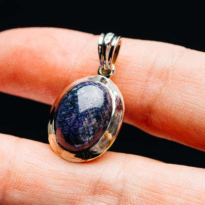 Ruby / Sapphire Reversible Pendant 1 3/8" (.925 Sterling Silver)