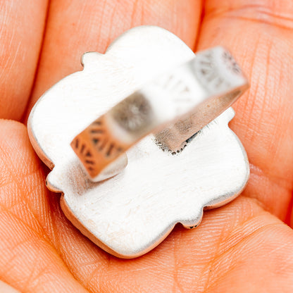 Exclusive Southwestern Style Kingman Turquoise, Sponge Coral Ring Size 6 Adjustable (.925 Sterling Silver)