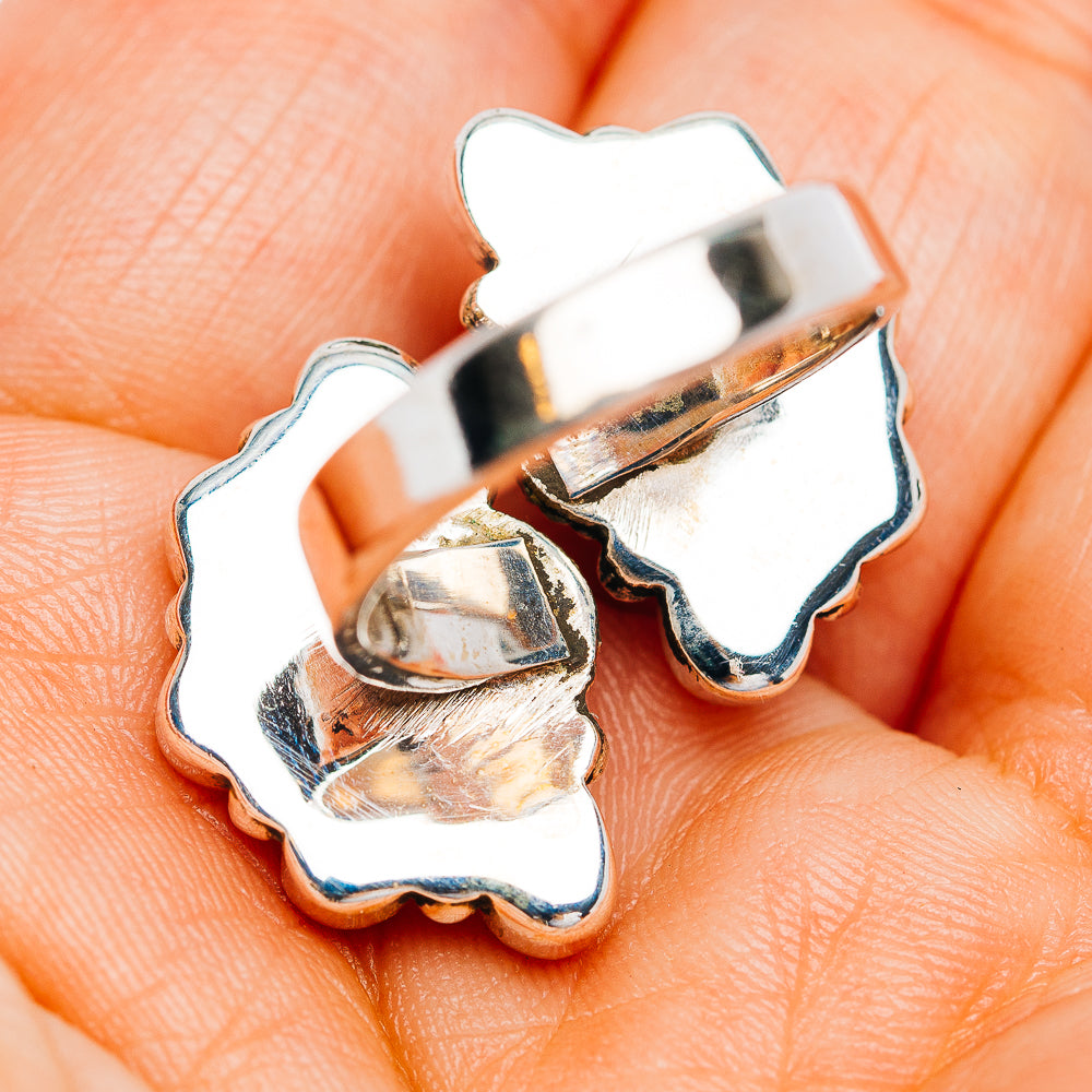 Exclusive Southwestern Style Cotton Candy Turquoise, White Buffalo Turquoise Ring Size 6 Adjustable (.925 Sterling Silver)