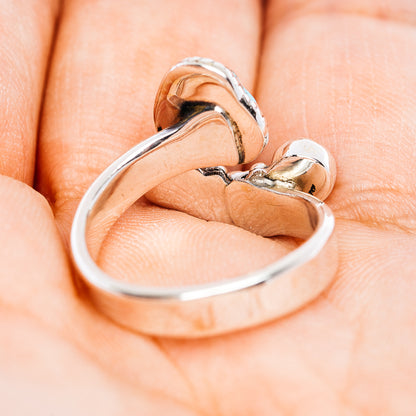 Southwestern Style Cotton Candy Turquoise Heart Ring Size 6 Adjustable (.925 Sterling Silver)