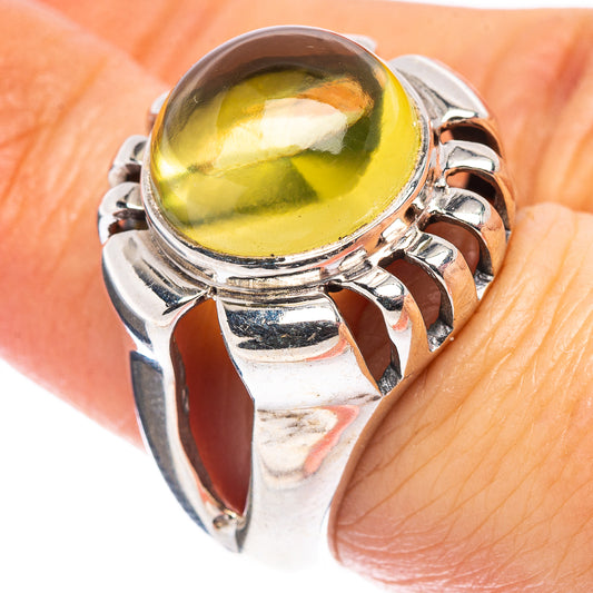 Oval yellow quartz statement ring in polished .925 sterling silver filigree