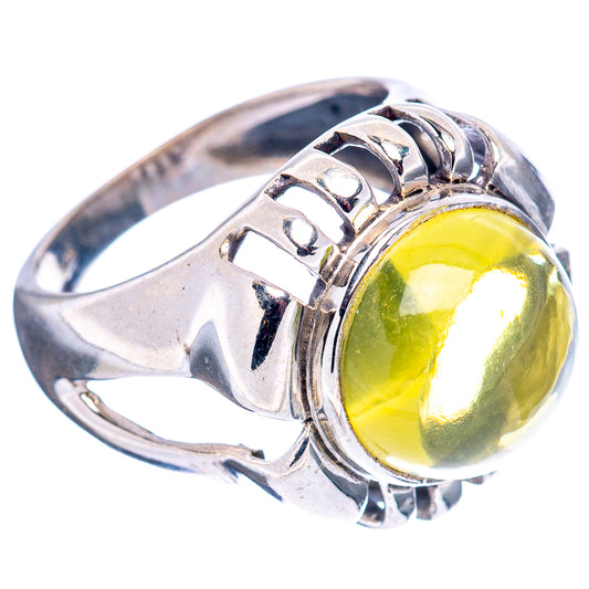 Sterling silver ring with oval yellow lemon quartz and filigree setting