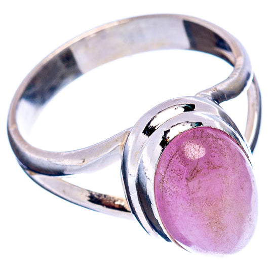 Sterling silver ring with oval purple kunzite gemstone in polished bezel