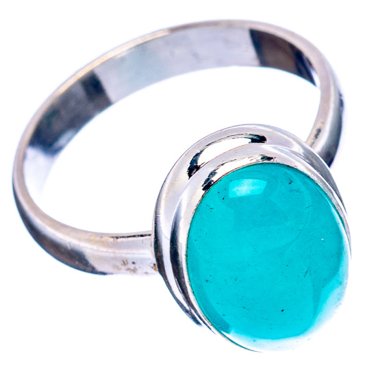 Sterling silver ring with large oval teal amazonite cabochon and rounded bezel