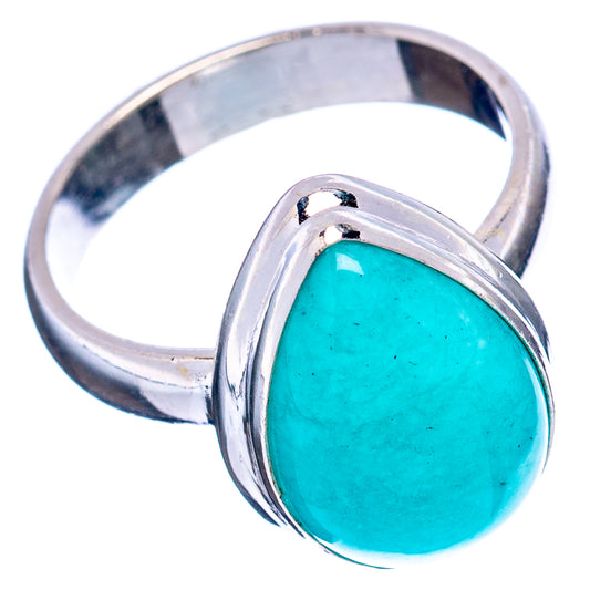 Amazonite cabochon sterling silver ring with oval turquoise stone on split band