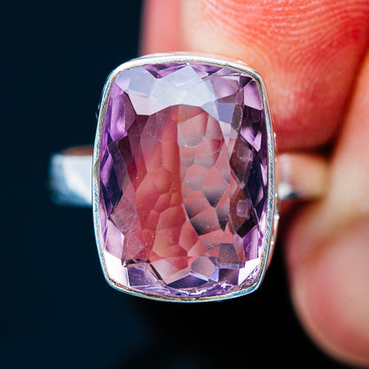 Faceted Pink Amethyst Ring Size 8.25 (925 Sterling Silver) R1063