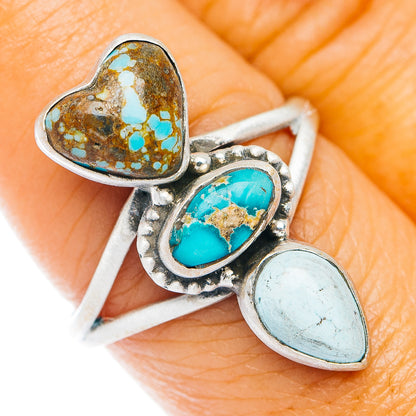 Number 8 Mine Turquoise Heart, Kingman Turquoise, White Buffalo Turquoise Ring Size 8 (.925 Sterling Silver)