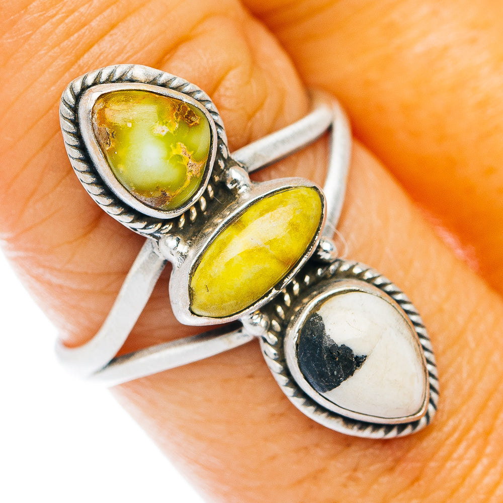 Sonoran Gold Turquoise, White Buffalo Turquoise Ring Size 9 (.925 Sterling Silver)