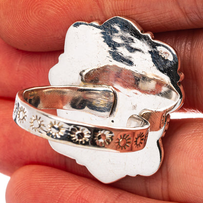 Exclusive Southwestern Style Hubei Turquoise Ring Size 9 Adjustable (.925 Sterling Silver)