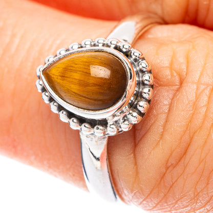 Tiger Eye Dainty Ring Size 6.75 (925 Sterling Silver) R5805