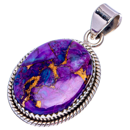 Purple Copper Turquoise Pendant 1 3/8" (.925 Sterling Silver)