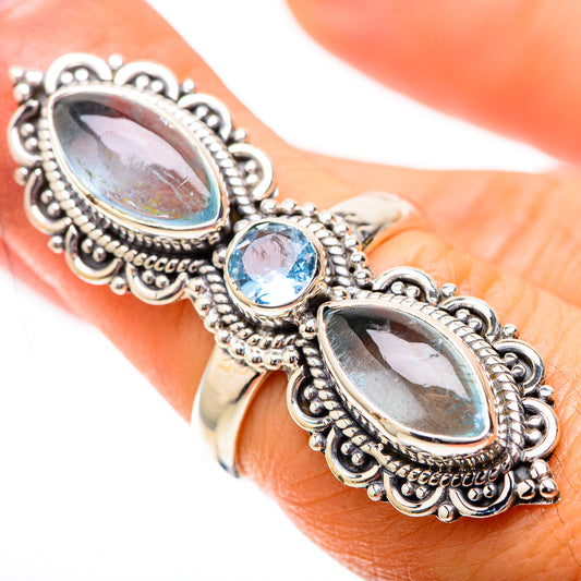 Large Natural Aquamarine, Blue Topaz Ring Size 6.25 (925 Sterling Silver) RING137954