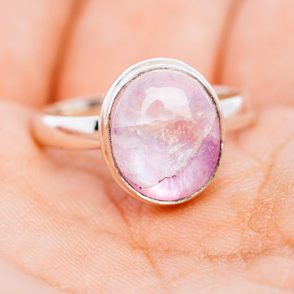 Pink Moonstone Ring Size 8.75 (.925 Sterling Silver)