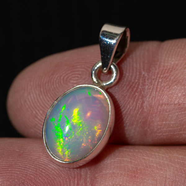 Ethiopian Water Opal Pendant 7/8" (.925 Sterling Silver)