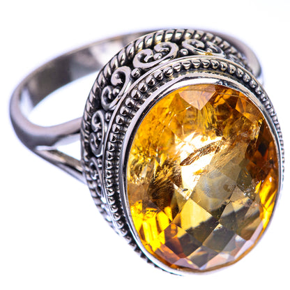 Faceted Citrine 925 Sterling Silver Ring Size 10.75