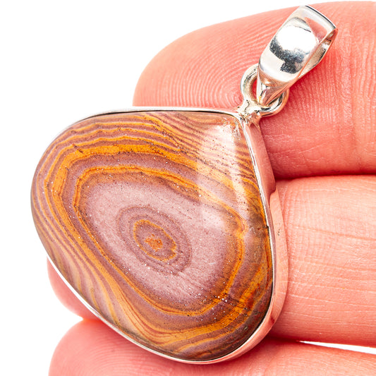 Desert rose jasper teardrop pendant with .925 sterling silver bezel