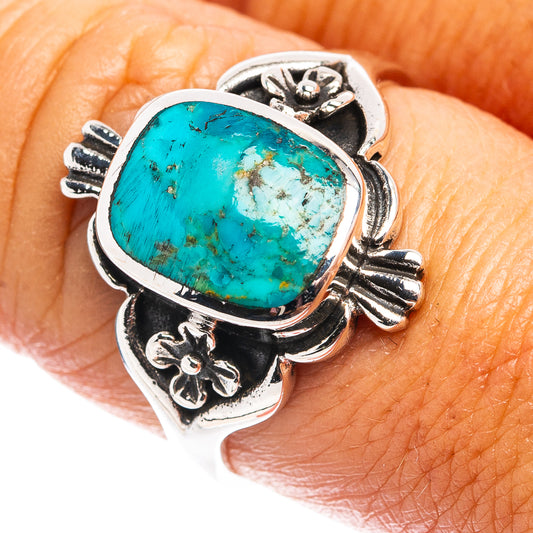 Turquoise cabochon ring, .925 sterling silver, oval stone with engraved shank