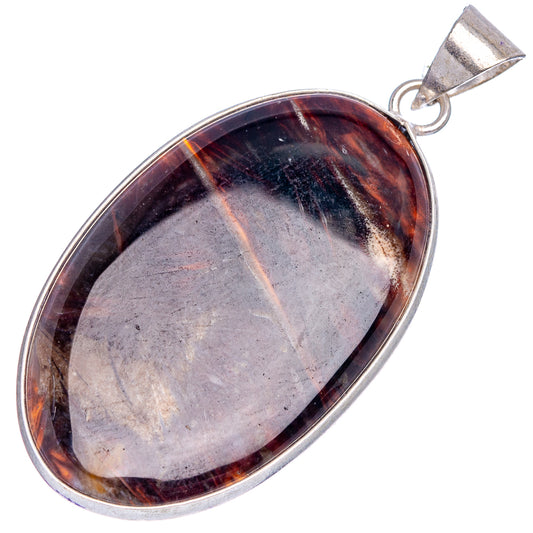 Silver-plated agate pendant with dark banding, teardrop stone and loop bail