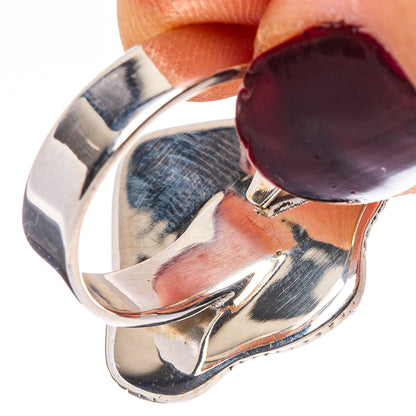 Pink Opal, Turquoise Ring Size 7 Adjustable (.925 Sterling Silver)