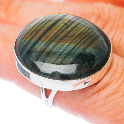 Large Premium Labradorite Ring Size 7 (.925 Sterling Silver)