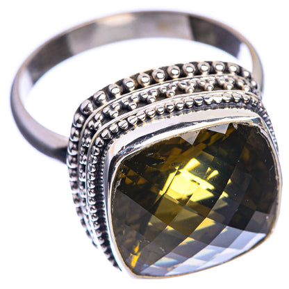 Olive Quartz 925 Sterling Silver Ring Size 10.75