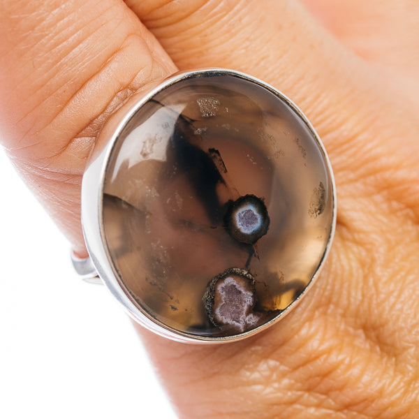 Premium Flower Agate Ring Size 9.5 (.925 Sterling Silver)
