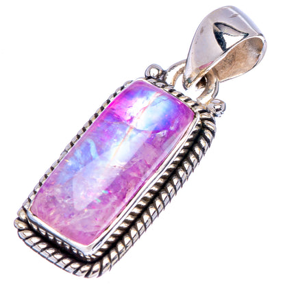 Pink Moonstone Pendant 1 1/8" (.925 Sterling Silver)