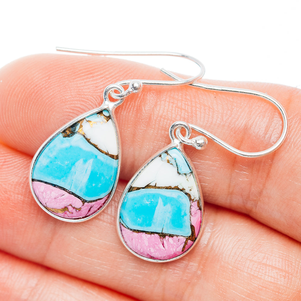 Cotton Candy Turquoise Earrings 1 3/8" (.925 Sterling Silver)