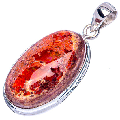 Rare Mexican Fire Opal Pendant 1 5/8" (925 Sterling Silver) P41971