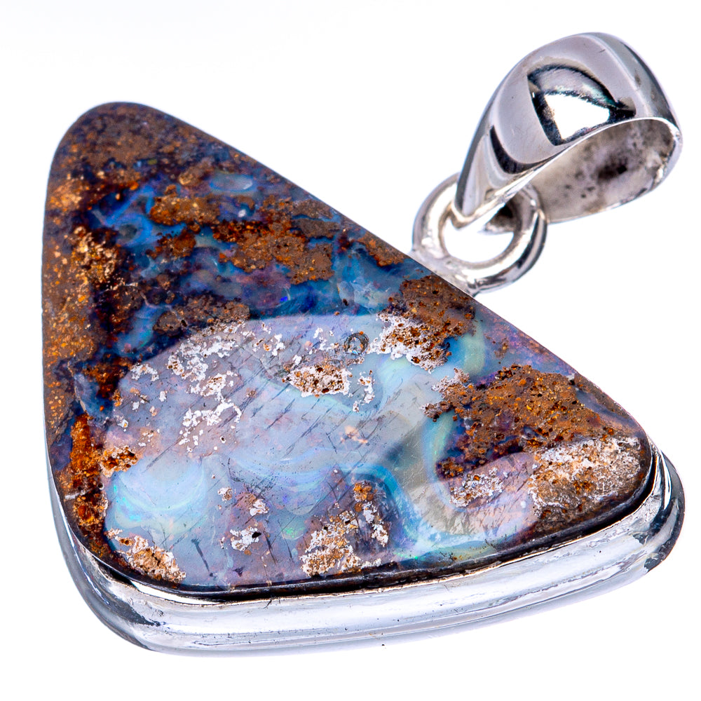 Rare Boulder Opal Pendant 1 1/8" (925 Sterling Silver) P41397