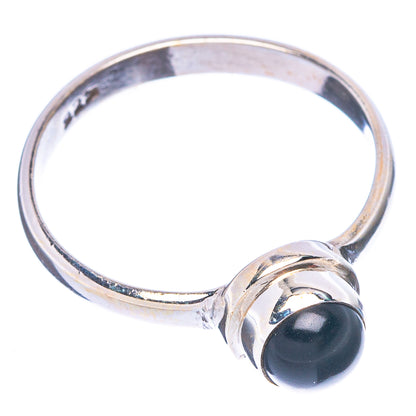 Black Onyx Dainty Ring Size 8 (925 Sterling Silver) R5255
