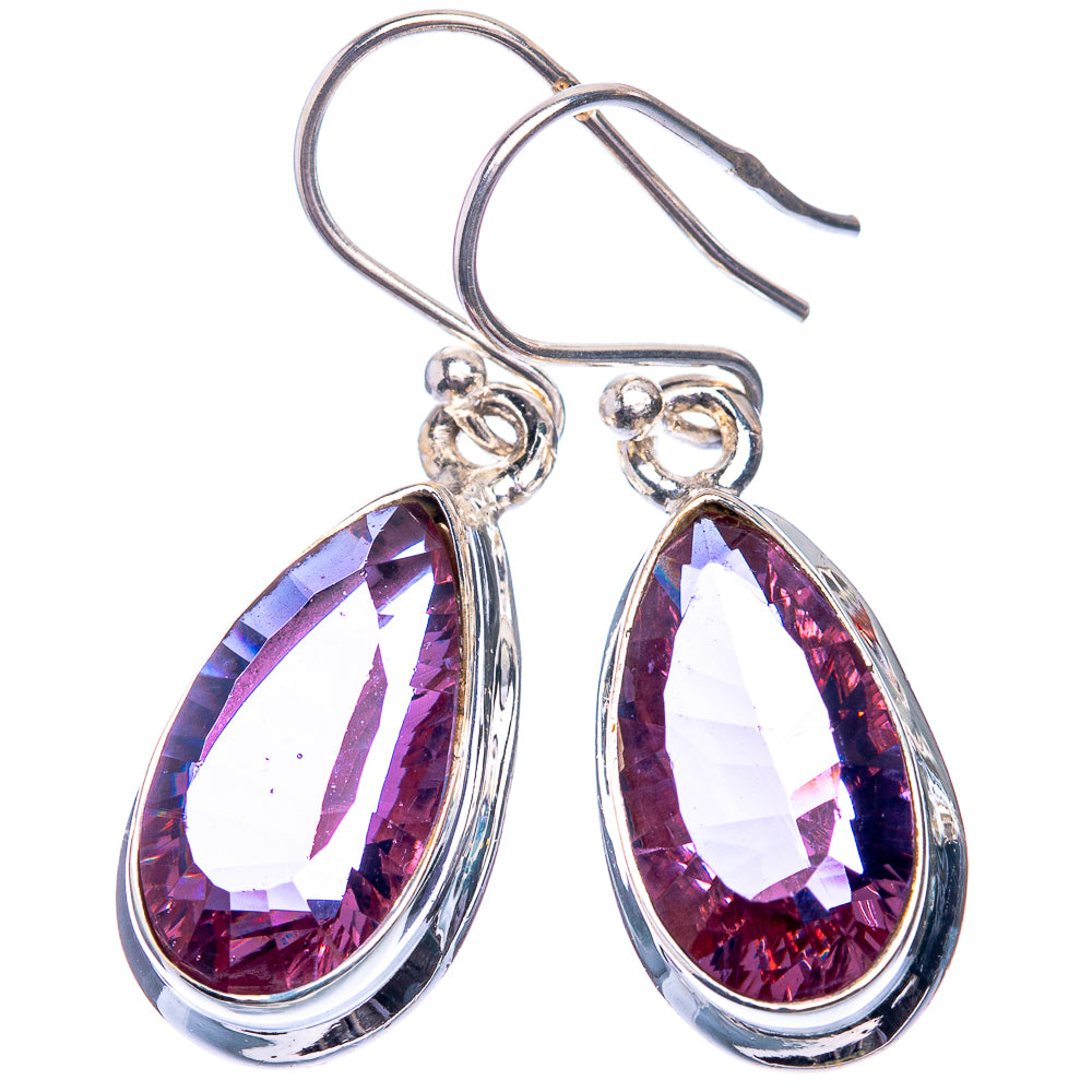 925 sterling silver color-change alexandrite earrings, oval teardrop purple faceted stones